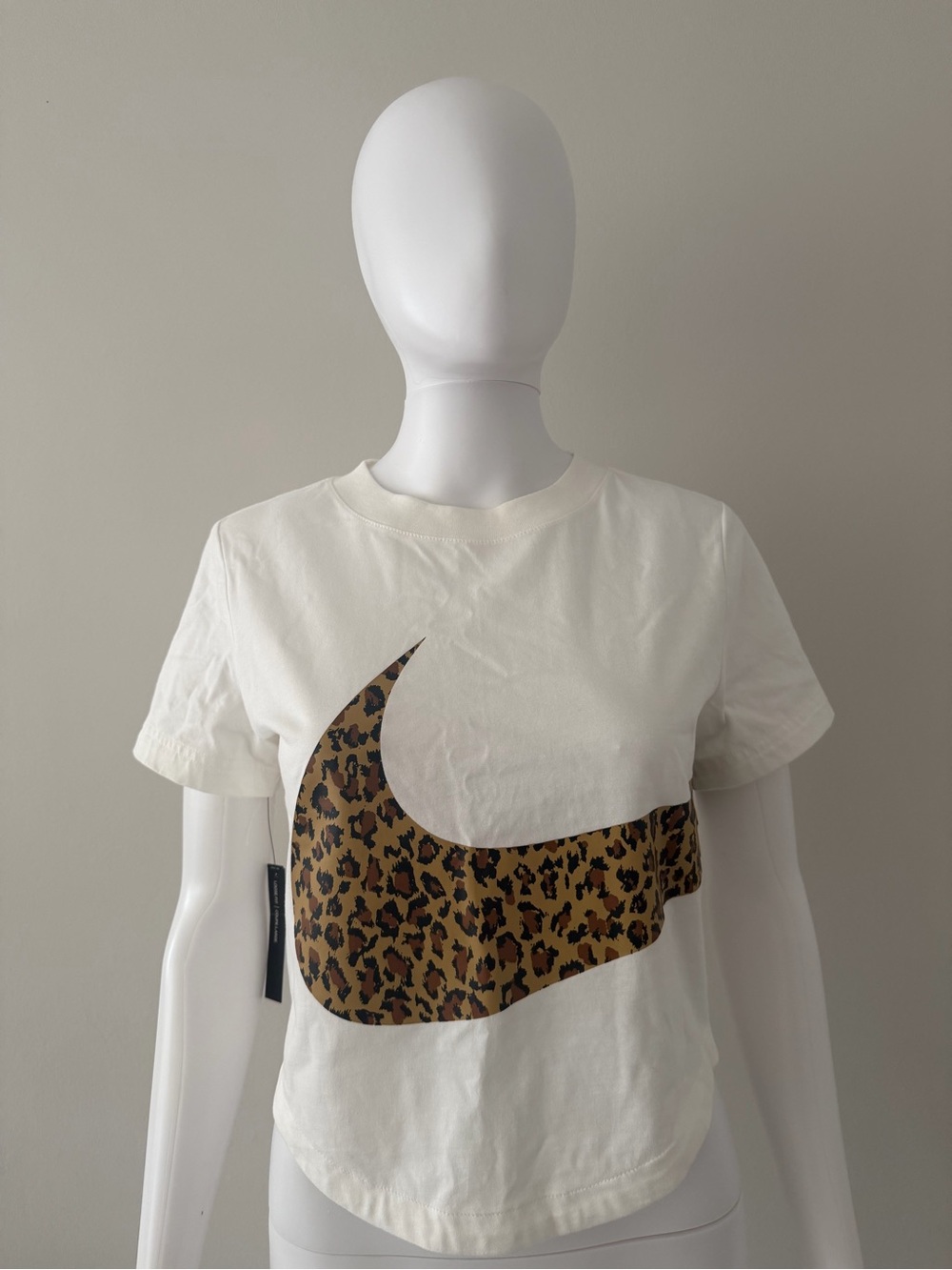 Nike Cream Tee with Leopard Swoosh